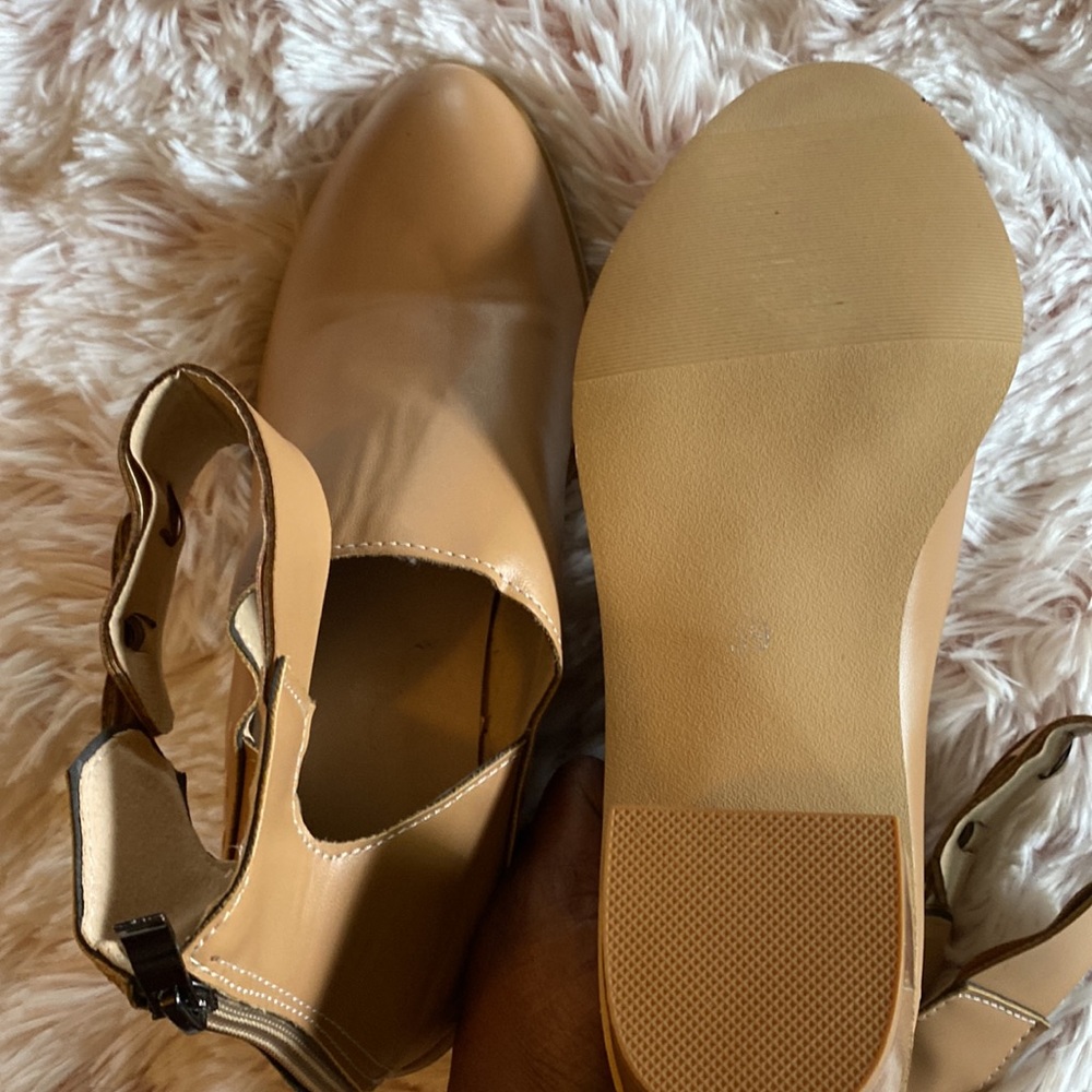 Camel Colored Booties With Strap - image 8